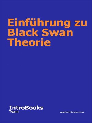 cover image of Einführung zu Black Swan Theorie